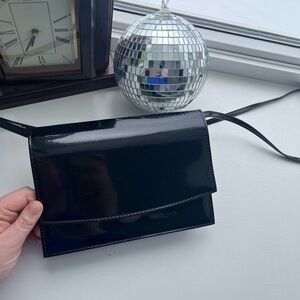 Elegant Black Latex Clutch With Strap